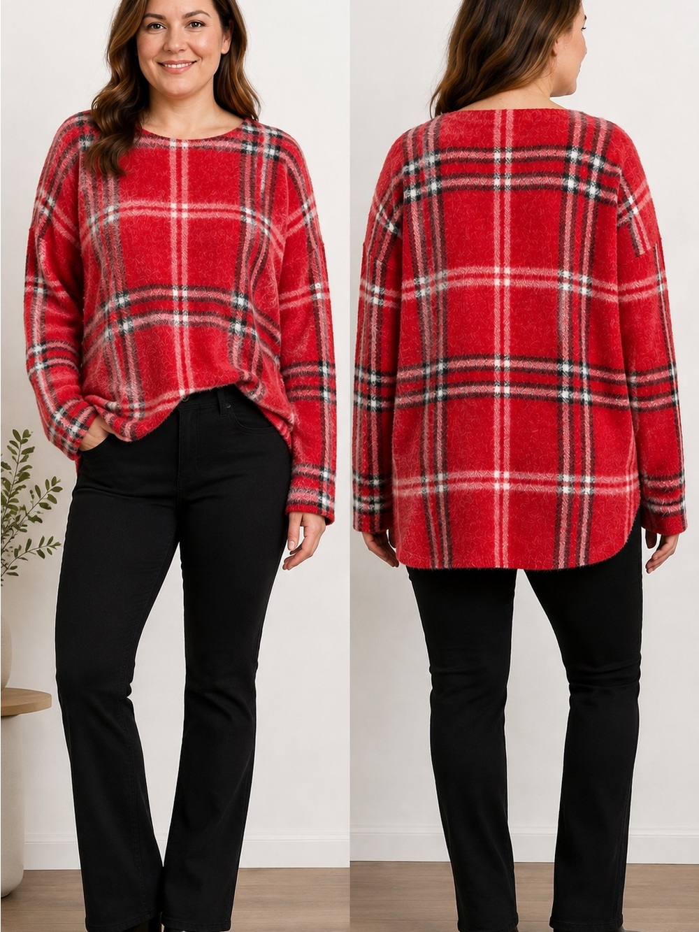 Tahari Ultra Soft Red Plaid
Sweater XL